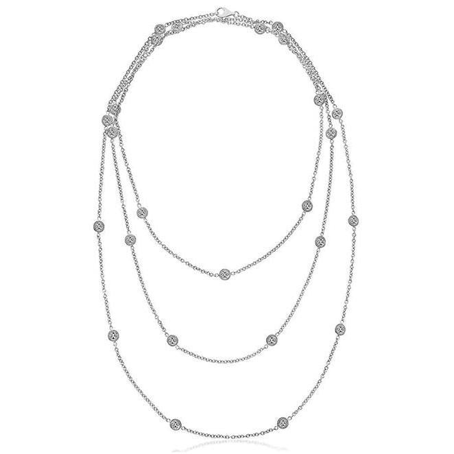 Dreifachkette Echt Diamant Yard Halskette für Damen 40 cm 8.75 Ct.
