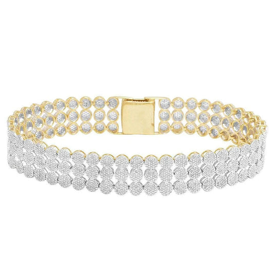 Dreireihiges Herrenarmband mit 30 Karat kleinen Echt Diamanten Gelbgold 14K