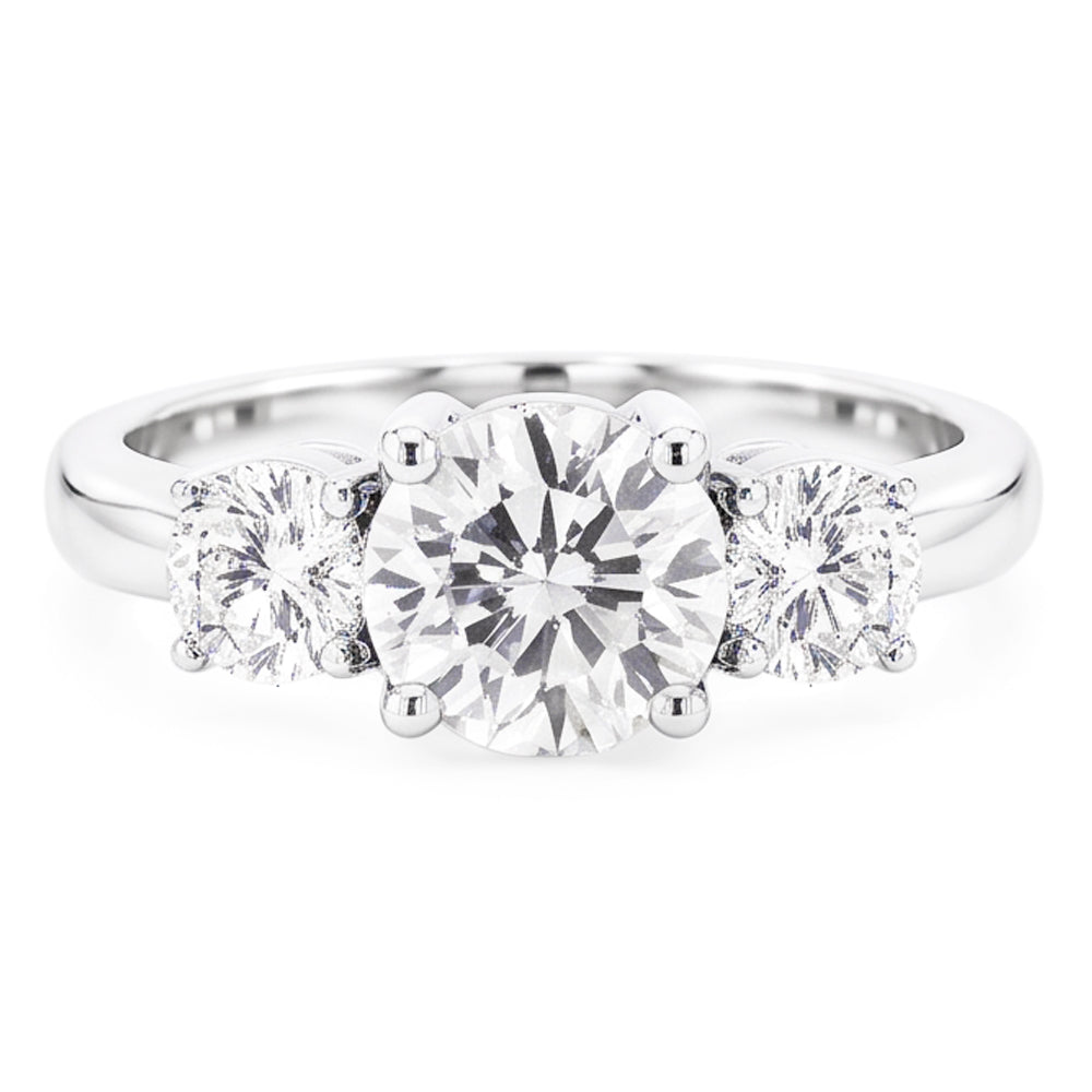 Dreistein-Echt Aus der Erde Abgebauter Natürlicher Diamant runder Verlobungsring Krappenset 2,50 Karat