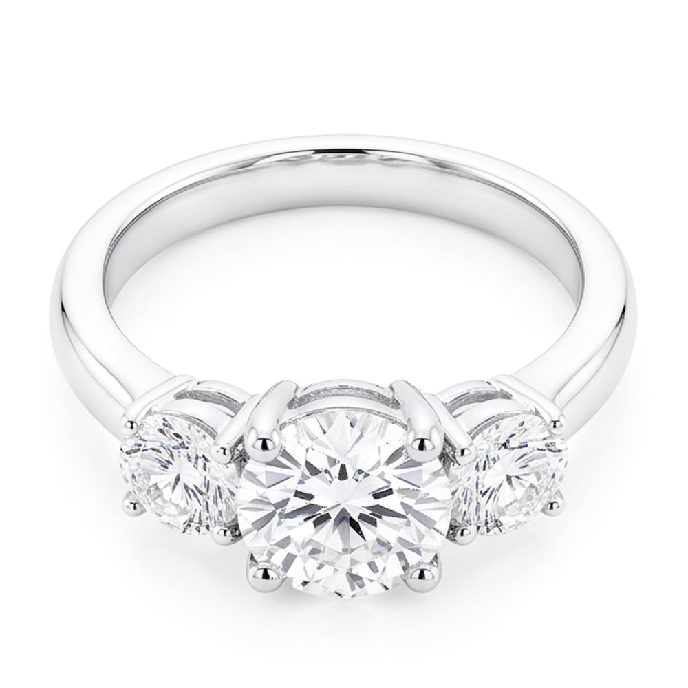 Dreistein-Echt Aus der Erde Abgebauter Natürlicher Diamant runder Verlobungsring Krappenset 2,50 Karat