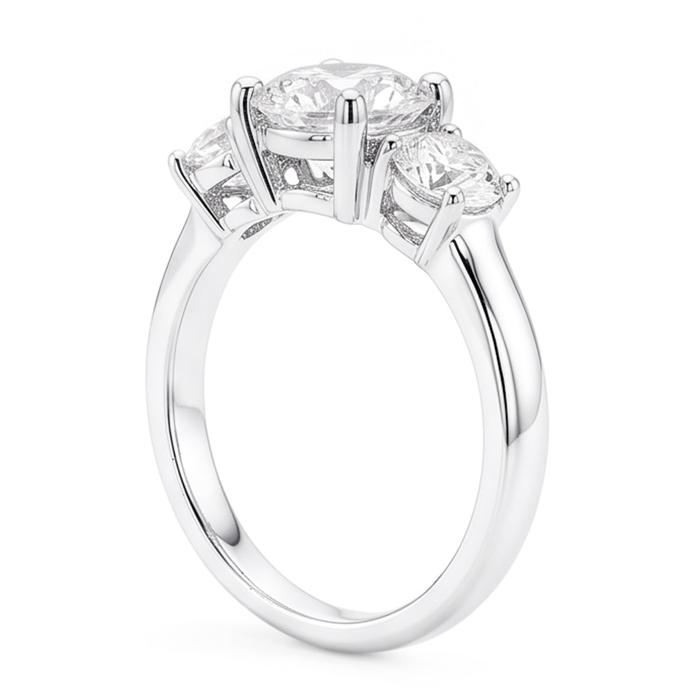Dreistein-Echt Aus der Erde Abgebauter Natürlicher Diamant runder Verlobungsring Krappenset 2,50 Karat