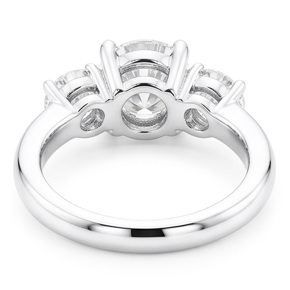 Dreistein-Echt Aus der Erde Abgebauter Natürlicher Diamant runder Verlobungsring Krappenset 2,50 Karat