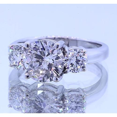 Dreistein-Echt Diamant runder Verlobungsring Krappenset 2,50 Karat