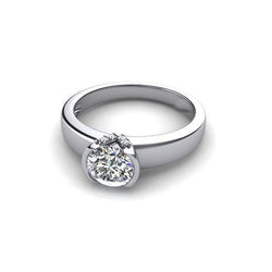Echt 1.5 ct Diamant-Verlobungsring im Rundschliff 14K Weißgold