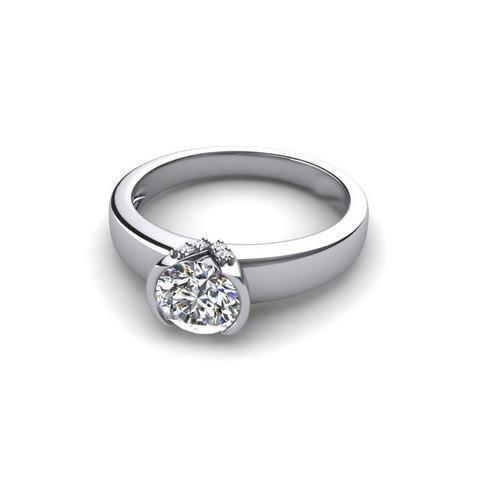  Echt 1.50 ct Diamant-Verlobungsring im Rundschliff 14K Weißgold