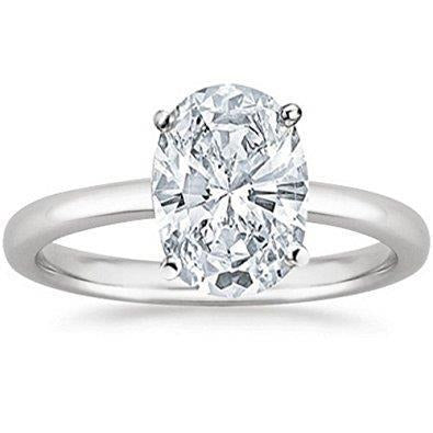 Echt 1.50 ct Diamant-Solitär-Verlobungsring im Ovalschliff Weißgold 14K