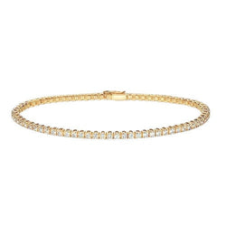 Echt 4,20 Karat Diamanten im Brillantschliff Tennisarmband Gelbgold 14K