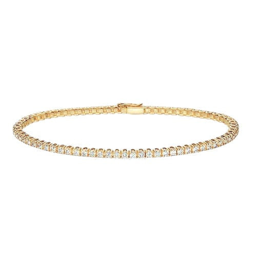 Echt 4,20 Karat Diamanten im Brillantschliff Tennisarmband Gelbgold 14K