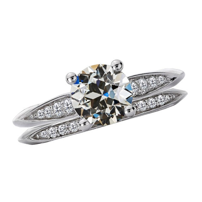 Echt Altschliff-Diamant-Verlobungsring-Set Damenschmuck 4 Karat