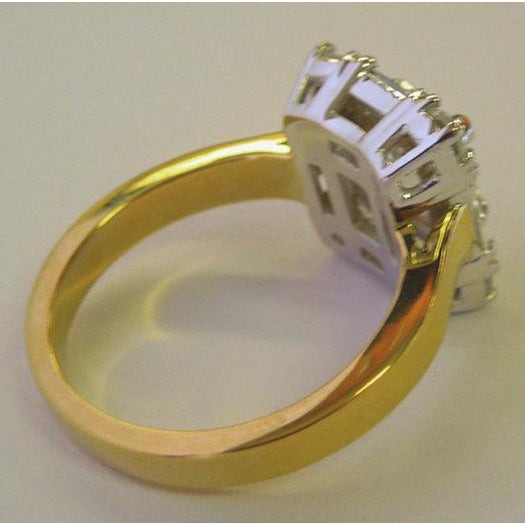 Echt Aus der Erde Abgebauter Natürlicher Diamant-Frauen-Verlobungsring Smaragdschliff 3,11 Karat zweifarbig