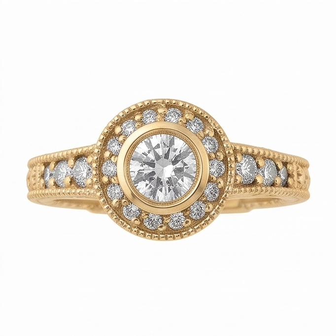Echt Aus der Erde Abgebauter Natürlicher Diamant-Jubiläum 0.80 Karat Fancy Ring Lünettenfassung Schmuck Gelbgold 14K