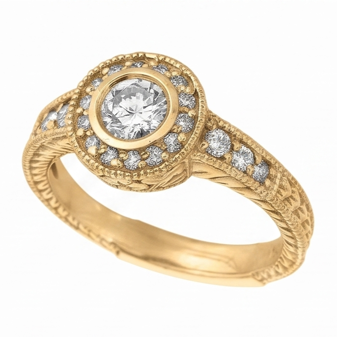 Echt Aus der Erde Abgebauter Natürlicher Diamant-Jubiläum 0.80 Karat Fancy Ring Lünettenfassung Schmuck Gelbgold 14K