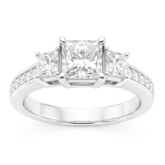 Echt Aus der Erde Abgebauter Natürlicher Diamant-Jubiläumsring 2 Karat Weißgold 14K