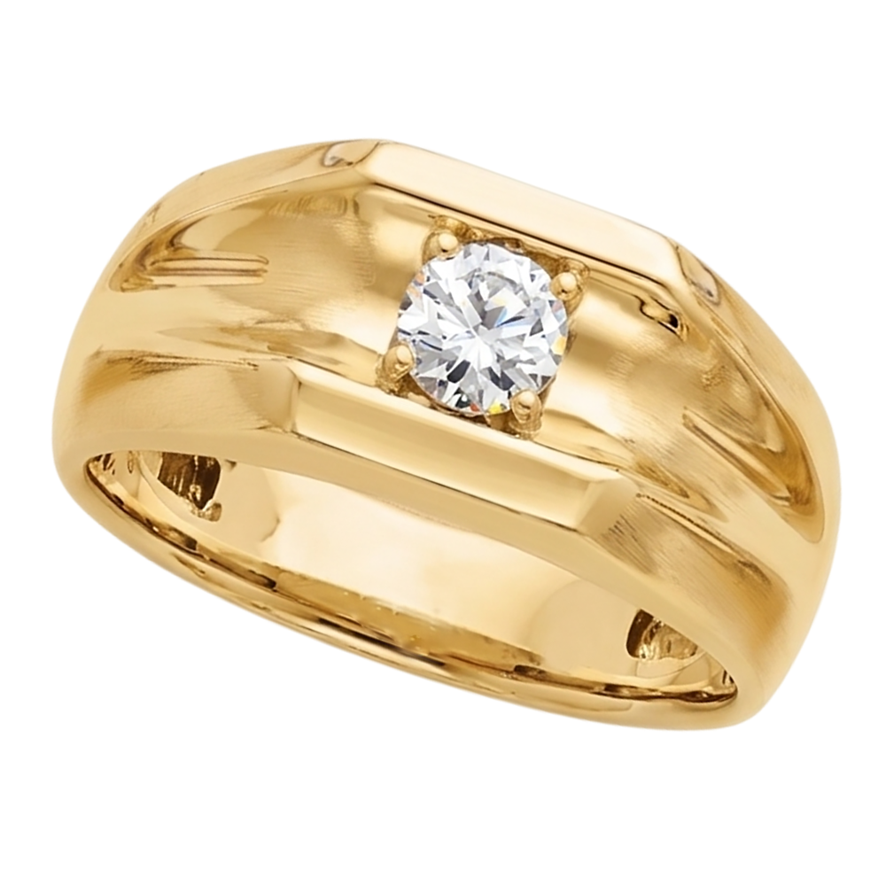 Echt Aus der Erde Abgebauter Natürlicher Diamant-Solitär-Verlobungsring 0.50 Karat Gelbgold 14K