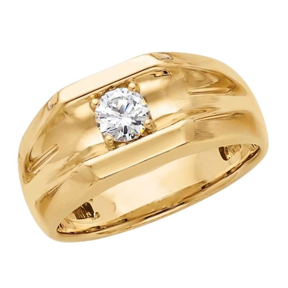 Echt Aus der Erde Abgebauter Natürlicher Diamant-Solitär-Verlobungsring 0.50 Karat Gelbgold 14K