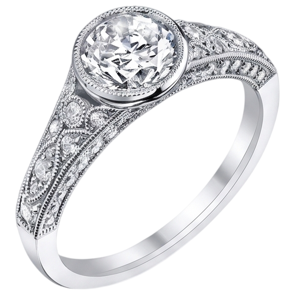 Echt Aus der Erde Abgebauter Natürlicher Diamant-Verlobungsring Antik-Stil 2.90 Karat Weißgold Lünette Satz