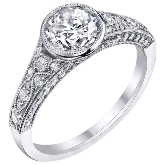 Echt Aus der Erde Abgebauter Natürlicher Diamant-Verlobungsring Antik-Stil 2.90 Karat Weißgold Lünette Satz