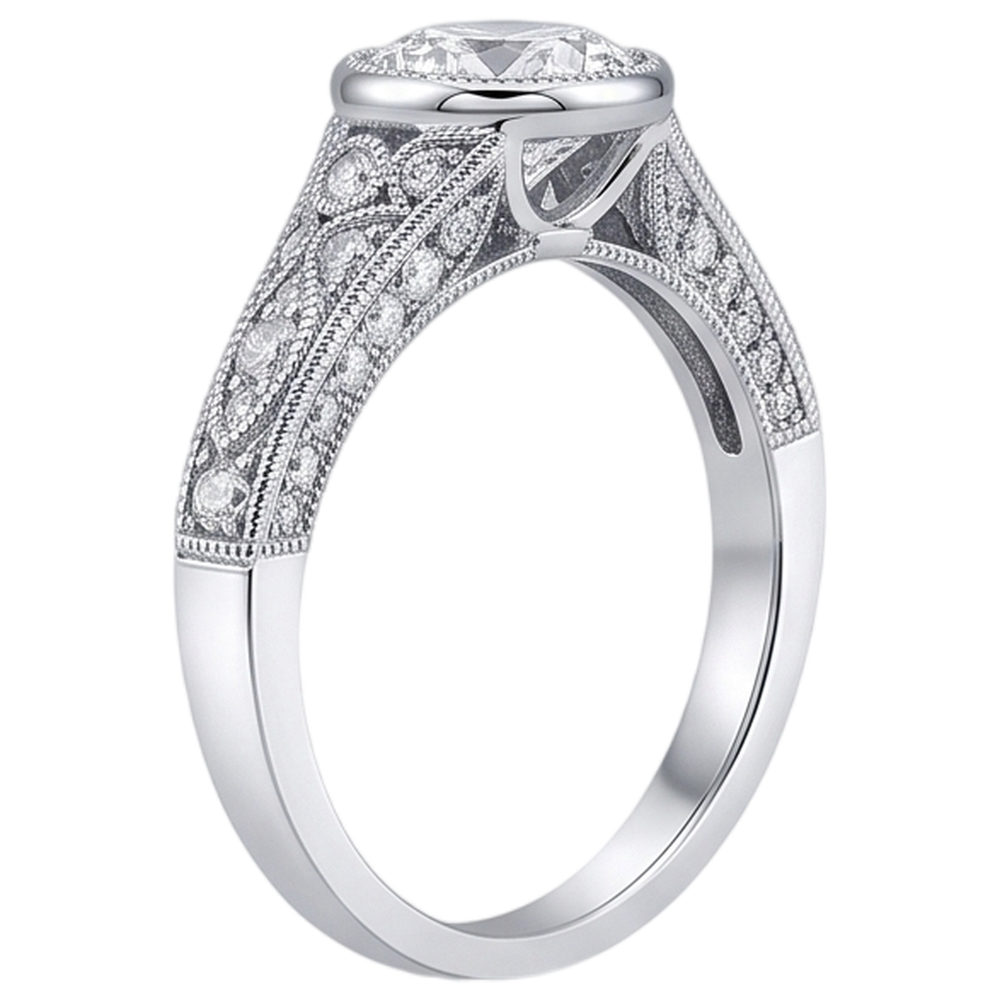 Echt Aus der Erde Abgebauter Natürlicher Diamant-Verlobungsring Antik-Stil 2.90 Karat Weißgold Lünette Satz