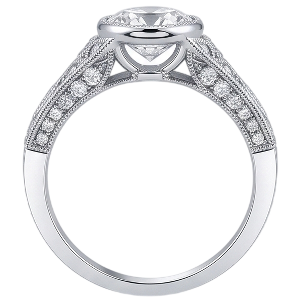 Echt Aus der Erde Abgebauter Natürlicher Diamant-Verlobungsring Antik-Stil 2.90 Karat Weißgold Lünette Satz