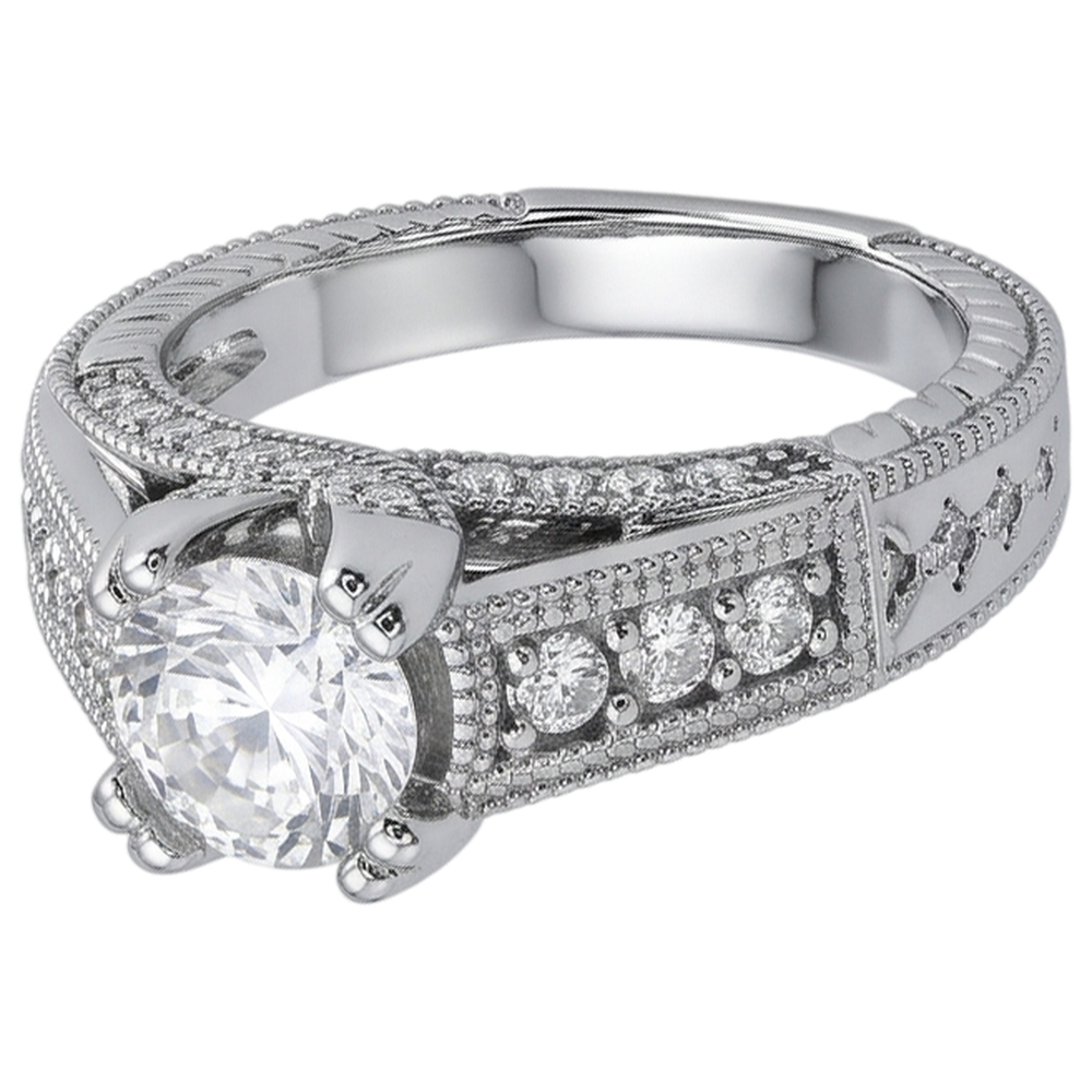 Echt Aus der Erde Abgebauter Natürlicher Diamant Verlobungsring Antik-Stil Gespaltener Schaft 1,38 Karat Weißgold 14K