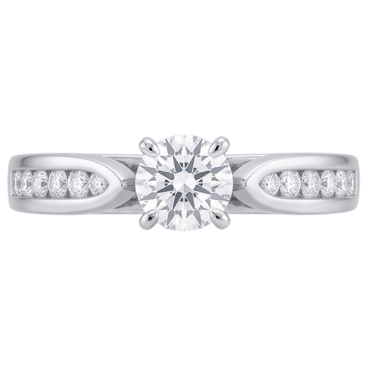 Echt Aus der Erde Abgebauter Natürlicher Diamant-Verlobungsring Brillantschliff 2.10 Karat geteilter Schaft WG 14K