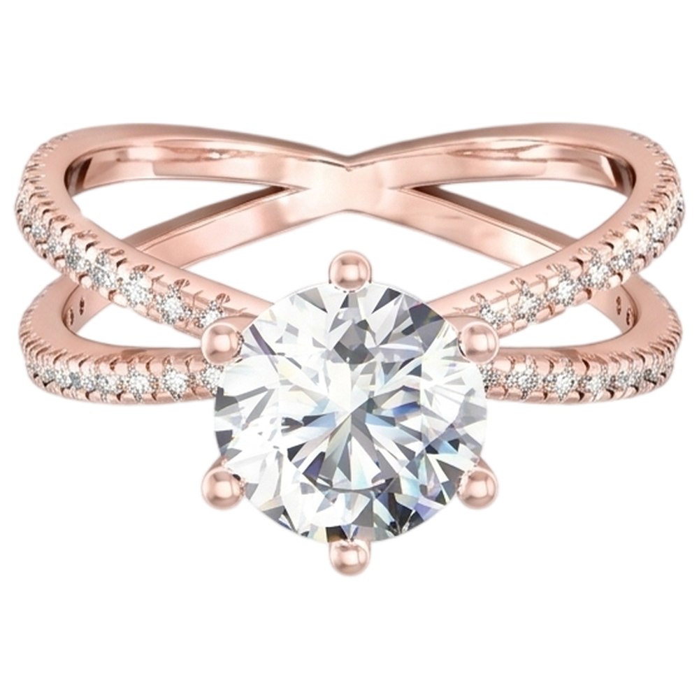 Echt Aus der Erde Abgebauter Natürlicher Diamant-Verlobungsring Gedrehter gespaltener Schaft 1.50 Karat Roségold 14K