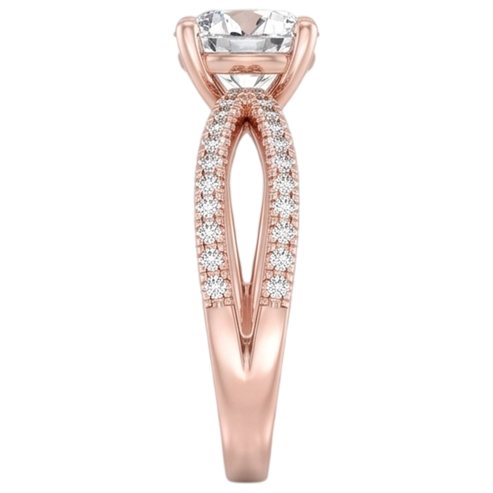 Echt Aus der Erde Abgebauter Natürlicher Diamant-Verlobungsring Gedrehter gespaltener Schaft 1.50 Karat Roségold 14K