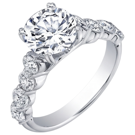 Echt Aus der Erde Abgebauter Natürlicher Diamantbetonter Verlobungsring 4.10 Karat Weißgold 14K