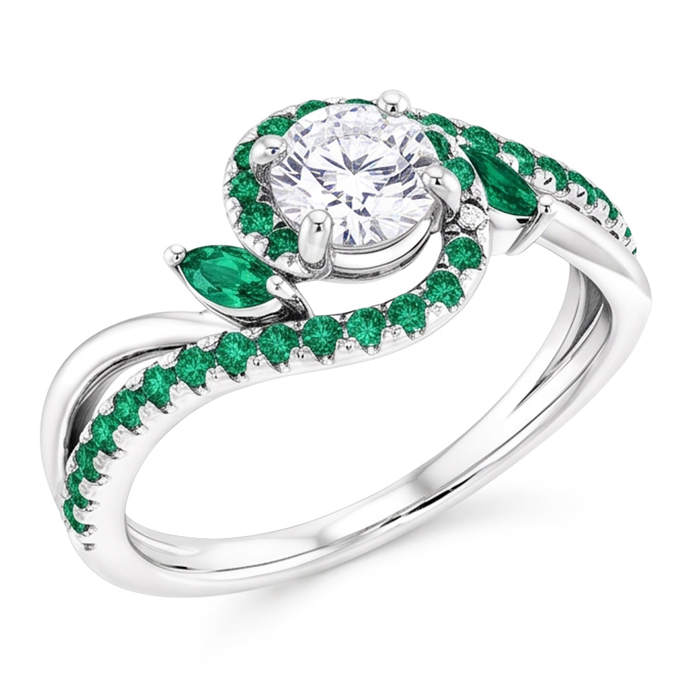 Echt Aus der Erde Abgebauter Natürlicher Diamantring 1,65 Karat Smaragde Schmuck Neu