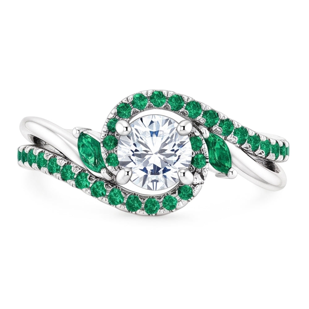 Echt Aus der Erde Abgebauter Natürlicher Diamantring 1,65 Karat Smaragde Schmuck Neu