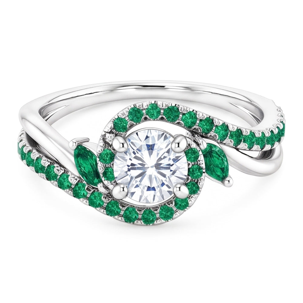 Echt Aus der Erde Abgebauter Natürlicher Diamantring 1,65 Karat Smaragde Schmuck Neu