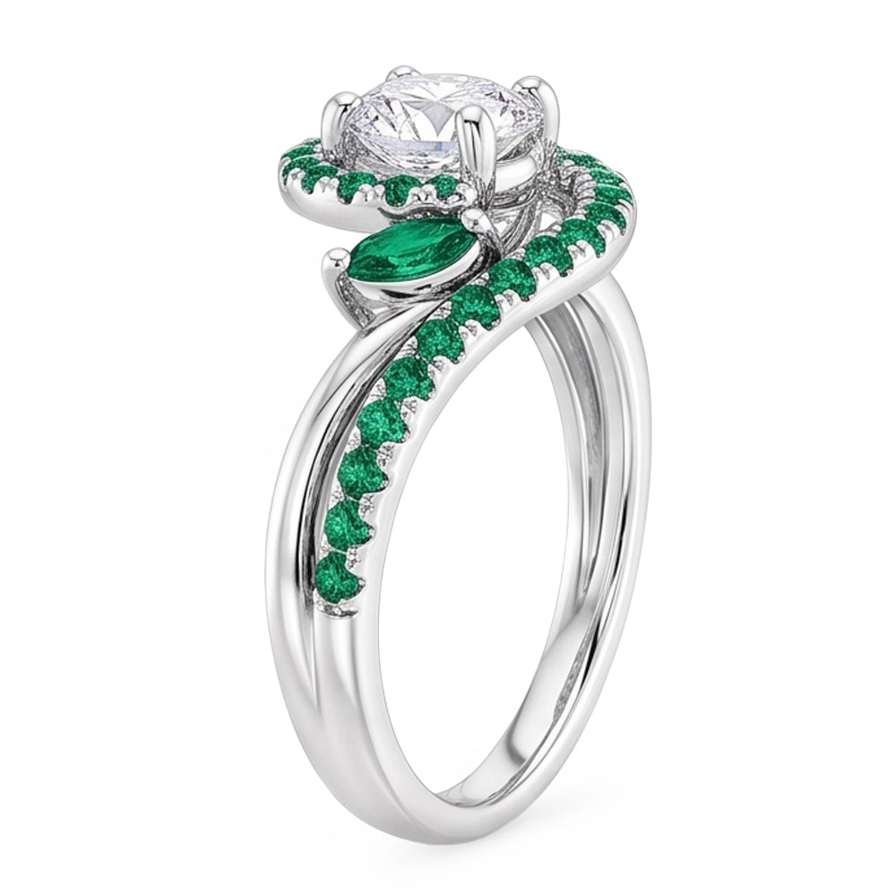 Echt Aus der Erde Abgebauter Natürlicher Diamantring 1,65 Karat Smaragde Schmuck Neu