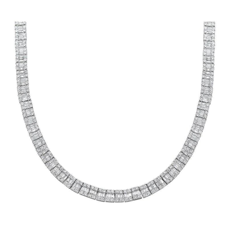 Echt Baguette-Aus der Erde Abgebauter Natürlicher Diamantkette aus 14 Karat Gold
