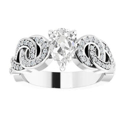Echt Birne Altschliff Aus der Erde Abgebauter Natürlicher Diamant Verlobungsring Knotenstil Weißgold 5.70 Karat