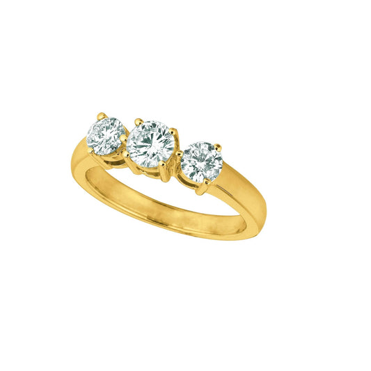 Echt Diamant 3 Steine Ring 1 Karat 14K Gelbgold Schmuck Neu