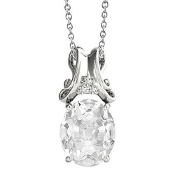 Echt Diamant-Anhänger-Halskette mit Bügel rund & Oval alter Bergmann 5,50 Karat
