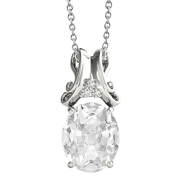 Echt Diamant-Anhänger-Halskette mit Bügel rund & Oval alter Bergmann 5,50 Karat