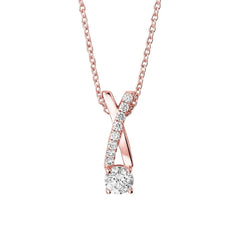 Echt Diamant-Anhänger-Halskette mit Kette 1,85 Karat Neu Roségold 14K