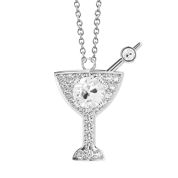 Echt Diamant-Anhänger in Cocktail-Form, rund, im alten Schliff, 2,50 Karat, 14K