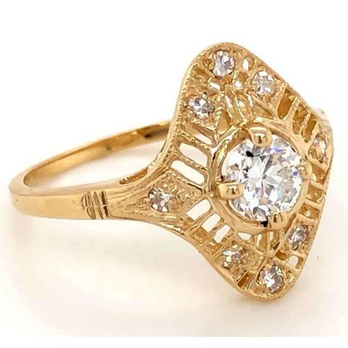 Echt Diamant Antik-Stil Ring 1,50 Karat Gelbgold 14K