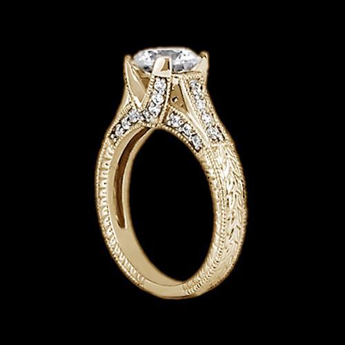 Echt Diamant Antik-Stil Verlobungsring 1,43 Karat Gelbgold 14K