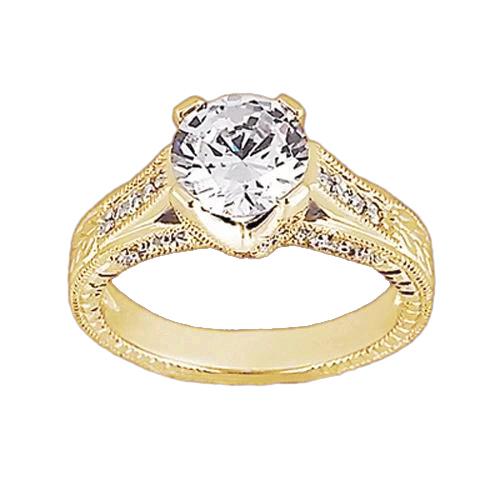 Echt Diamant Antik-Stil Verlobungsring 1,43 Karat Gelbgold 14K