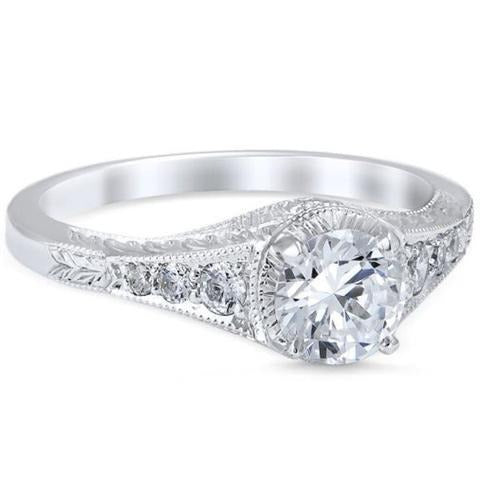 Echt Diamant-Antik-Stil-Verlobungsring 2.40 Karat Weißgold 14K