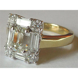 Echt Diamant-Frauen-Verlobungsring Smaragdschliff 3,11 Karat zweifarbig