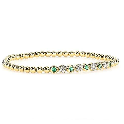 Echt Diamant & Grüner Smaragd Tennis Armband 3.70 Karat Gelbgold 14K