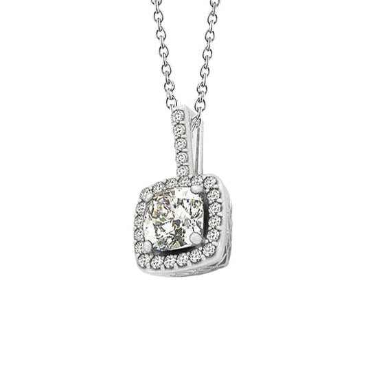 Echt Diamant Halo Anhänger Halskette ohne Kette 1,25 Karat Weißgold 14K