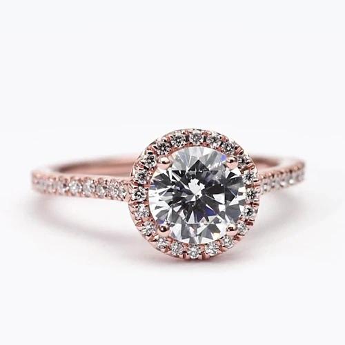 Echt Diamant Halo Ring 2,50 Karat Roségold Schmuck mit Akzent Neu