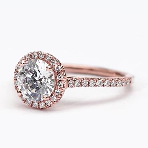 Echt Diamant Halo Ring 2,50 Karat Roségold Schmuck mit Akzent Neu