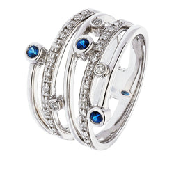 Echt Diamant Jubiläum Band Lünette Rund Blaue Ceylon-Saphire 1 Karat