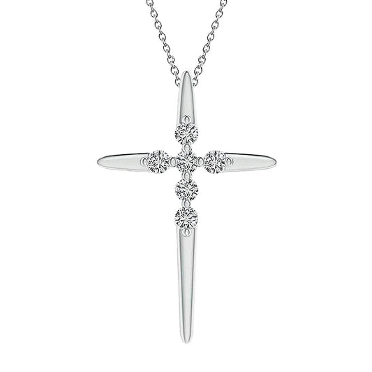 Echt Diamant-Kreuz-Anhänger-Halskette 2,10 ct. Weißgold 14K Damenschmuck